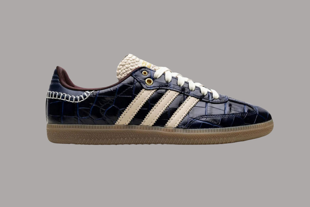 Navy Croc-Embossed Heritage Sneakers – Gum Sole Edition