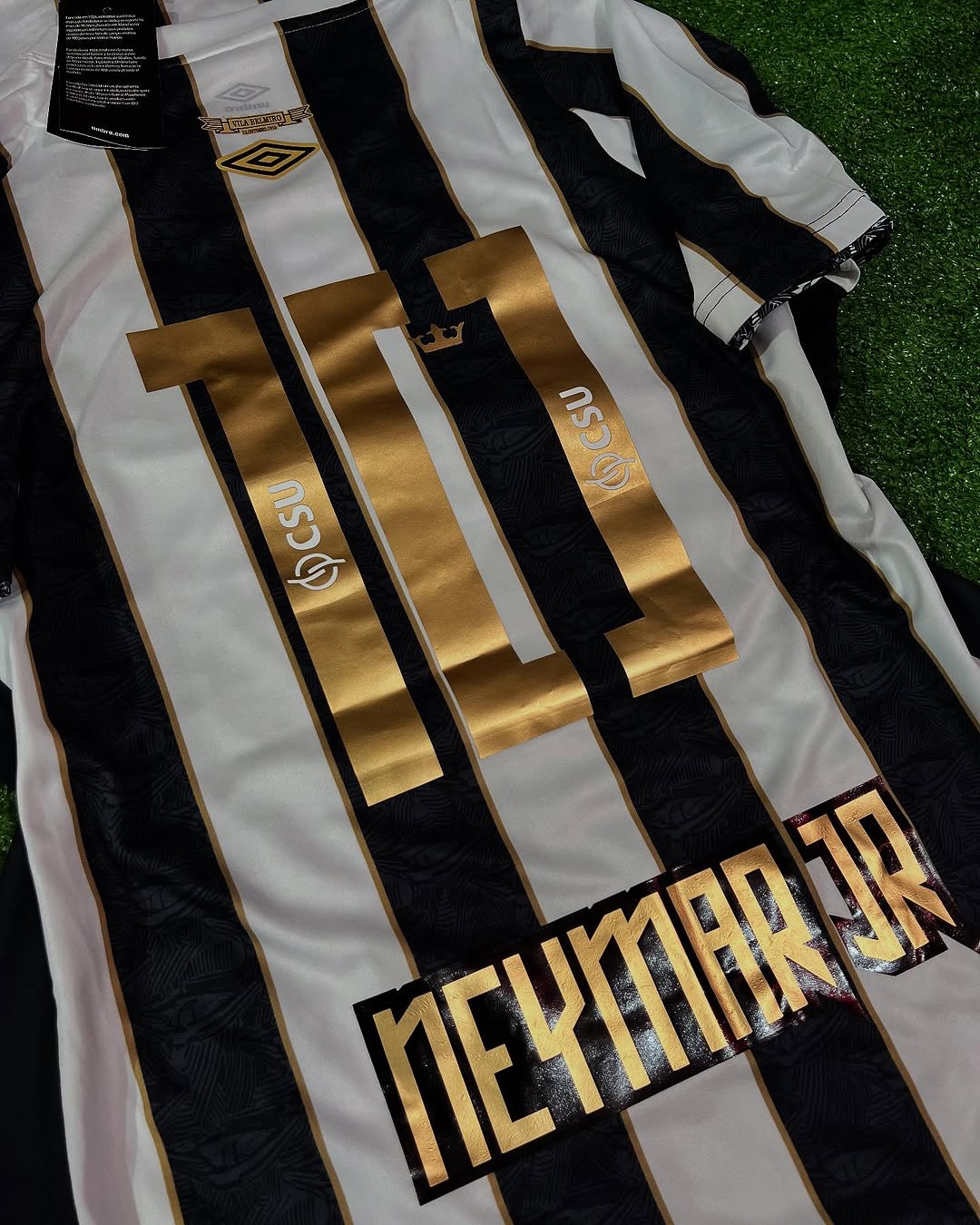 Neymar Jr Santos Striped Black Football Jersey
