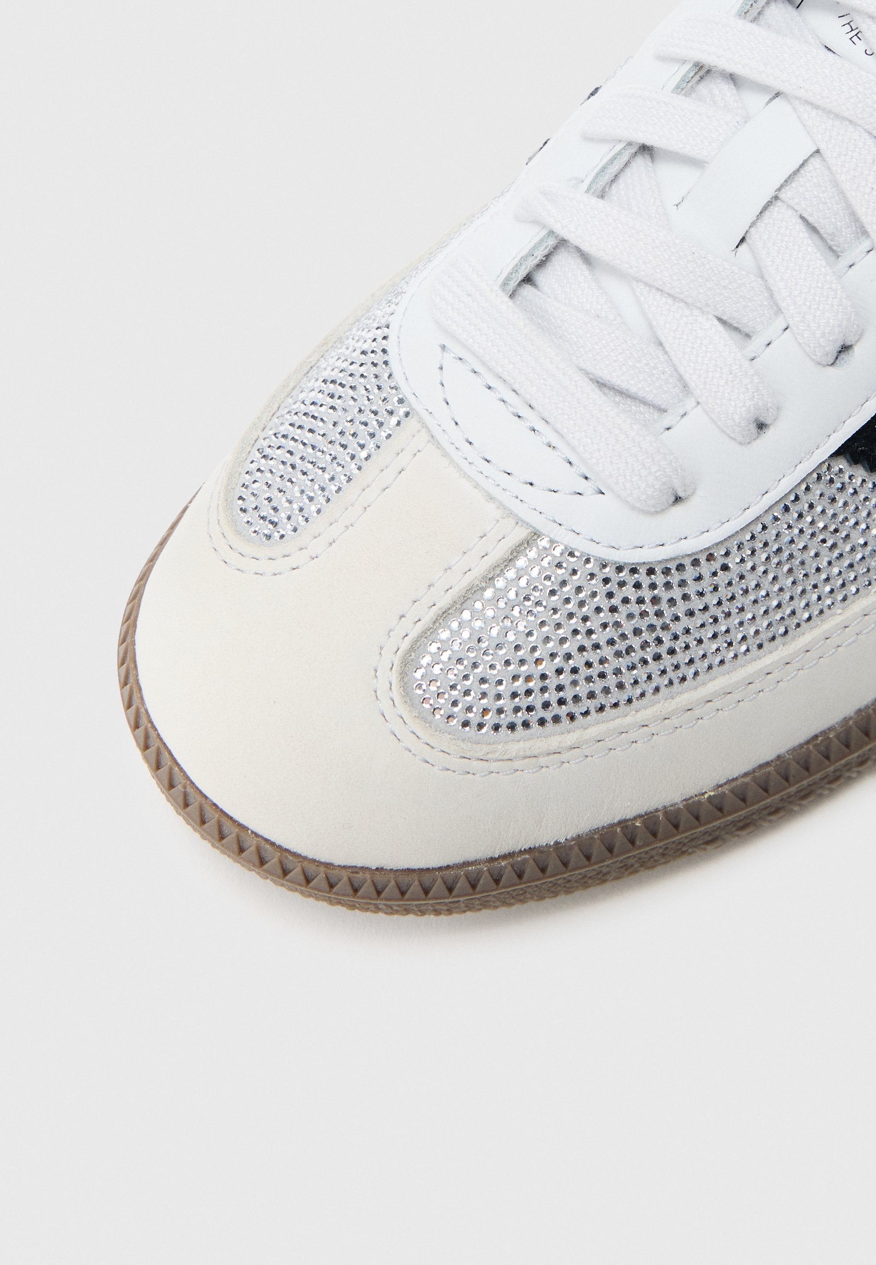 Samba OG W Rhinestone — Crystal white shine with silver rhinestone details.